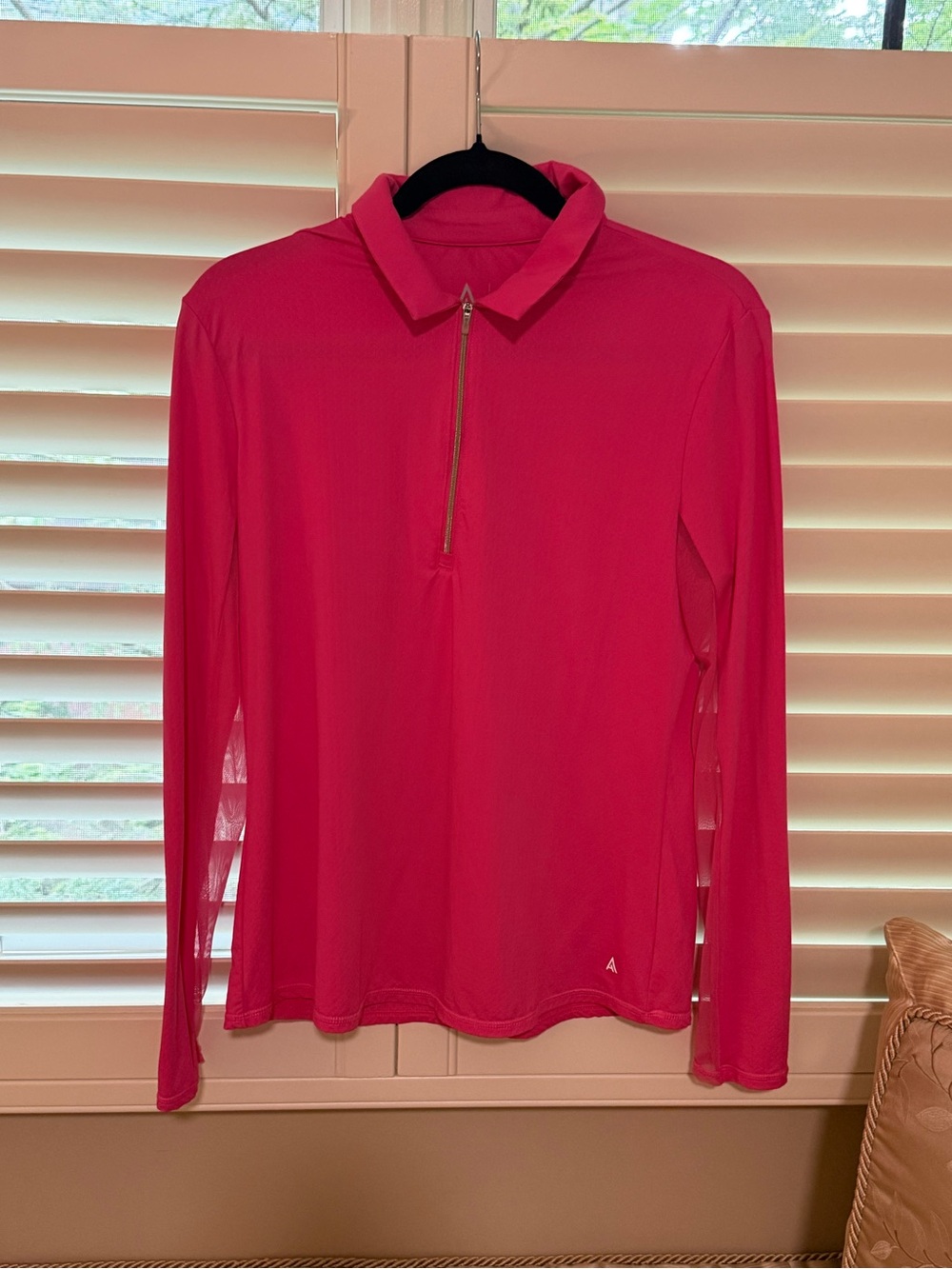 Adair Hot Pink Long Sleeve Zip Polo Top